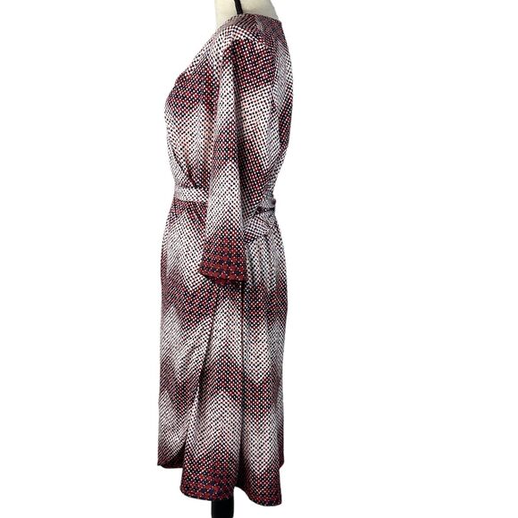 ModCloth 1X-Large Wrap Dress Chevron Dots Stretch 3/4 Sleeve Belted V-Neck Multi - Picture 4 of 10